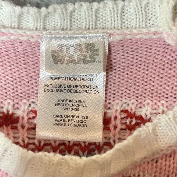 Star Wars Sweater Baby 2T Cream Pink Red Yoda The Child Grogu Holiday‎ Sweater - Picture 3 of 11
